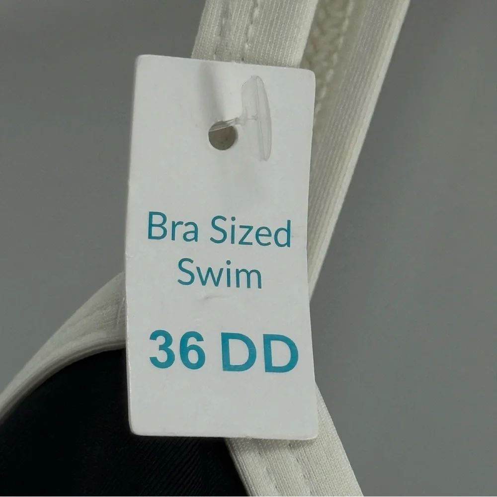 NWT Coco Reef V-Neck Notch Black With White Trim Minimalist Swimsuit Size 36DD - Picture 7 of 12